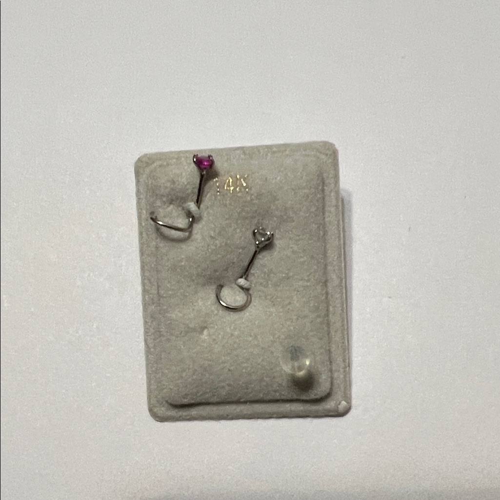 14k White Gold Nose Ring Set